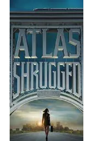 A book cover with the title of atlas shrugged.