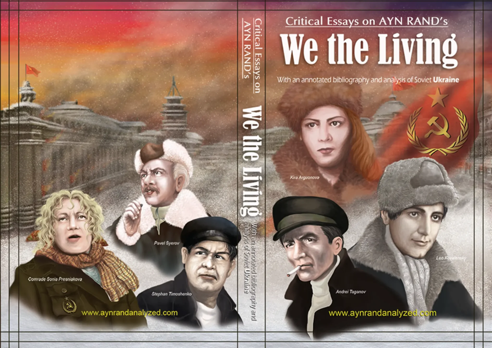 We the Living book cover, Soviet-era portraits